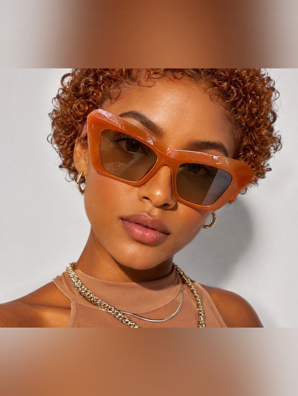 Throwin' Shade Amber Oversized Retro Sunglasses